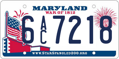 MD license plate 6AC7218