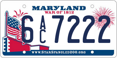 MD license plate 6AC7222
