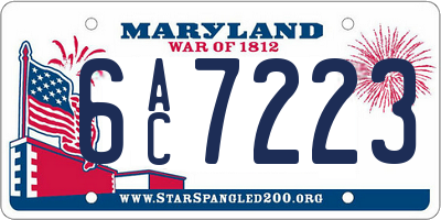 MD license plate 6AC7223