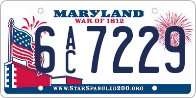 MD license plate 6AC7229