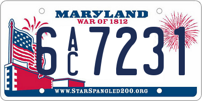 MD license plate 6AC7231