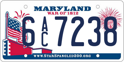 MD license plate 6AC7238