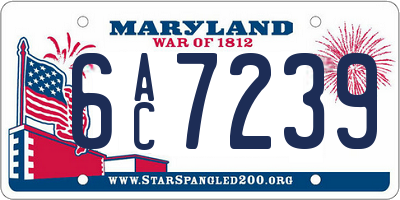 MD license plate 6AC7239