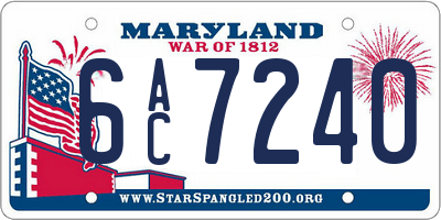 MD license plate 6AC7240