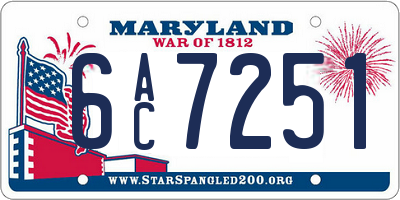 MD license plate 6AC7251