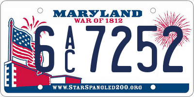 MD license plate 6AC7252