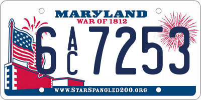 MD license plate 6AC7253