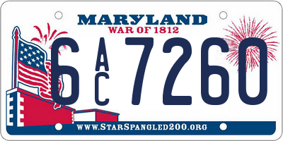 MD license plate 6AC7260