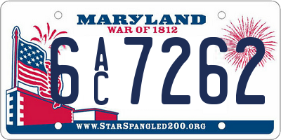 MD license plate 6AC7262