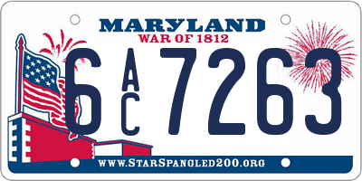 MD license plate 6AC7263