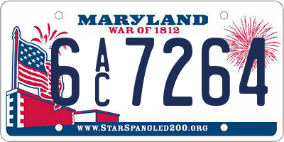 MD license plate 6AC7264