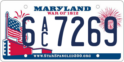 MD license plate 6AC7269