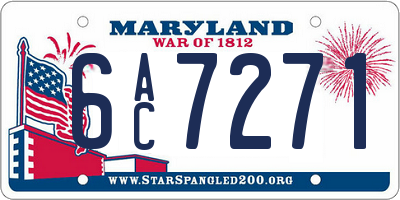 MD license plate 6AC7271