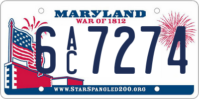 MD license plate 6AC7274
