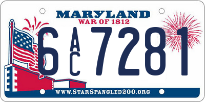 MD license plate 6AC7281