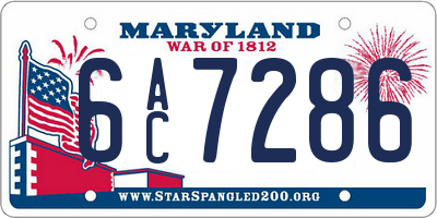 MD license plate 6AC7286