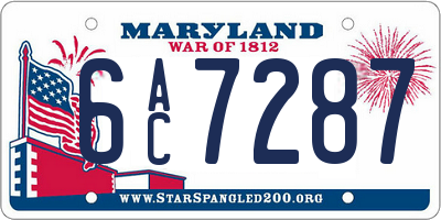 MD license plate 6AC7287