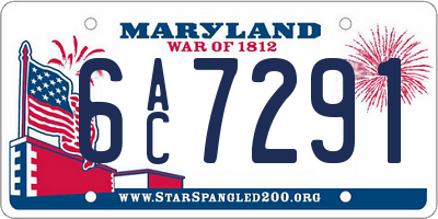 MD license plate 6AC7291