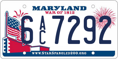 MD license plate 6AC7292