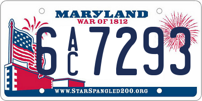 MD license plate 6AC7293