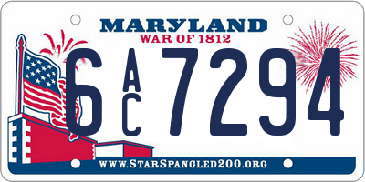 MD license plate 6AC7294