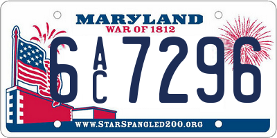 MD license plate 6AC7296