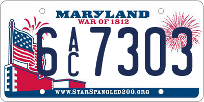 MD license plate 6AC7303