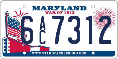 MD license plate 6AC7312