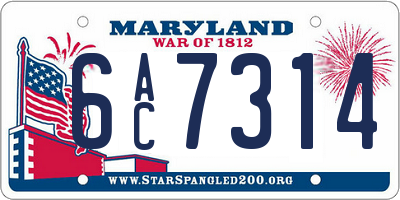 MD license plate 6AC7314