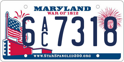 MD license plate 6AC7318