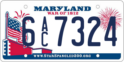MD license plate 6AC7324