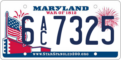 MD license plate 6AC7325