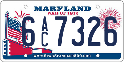 MD license plate 6AC7326