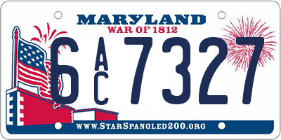 MD license plate 6AC7327