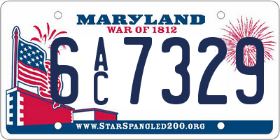 MD license plate 6AC7329