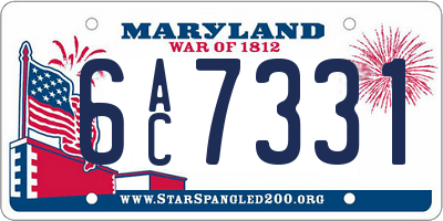 MD license plate 6AC7331