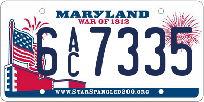 MD license plate 6AC7335