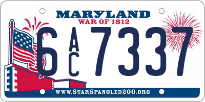 MD license plate 6AC7337