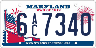 MD license plate 6AC7340