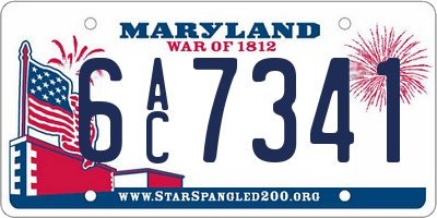 MD license plate 6AC7341