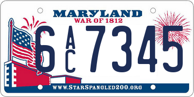 MD license plate 6AC7345