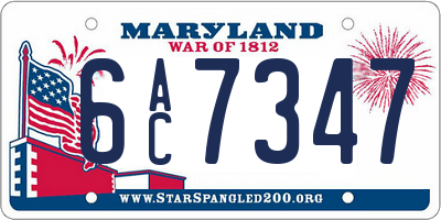 MD license plate 6AC7347