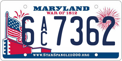 MD license plate 6AC7362