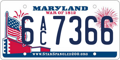 MD license plate 6AC7366