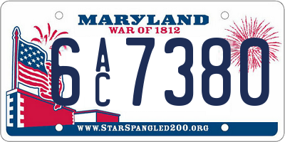MD license plate 6AC7380