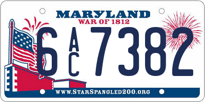 MD license plate 6AC7382