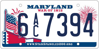 MD license plate 6AC7394