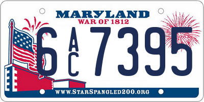 MD license plate 6AC7395