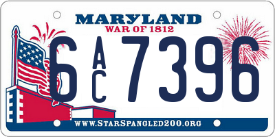 MD license plate 6AC7396