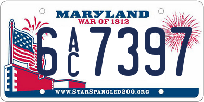 MD license plate 6AC7397